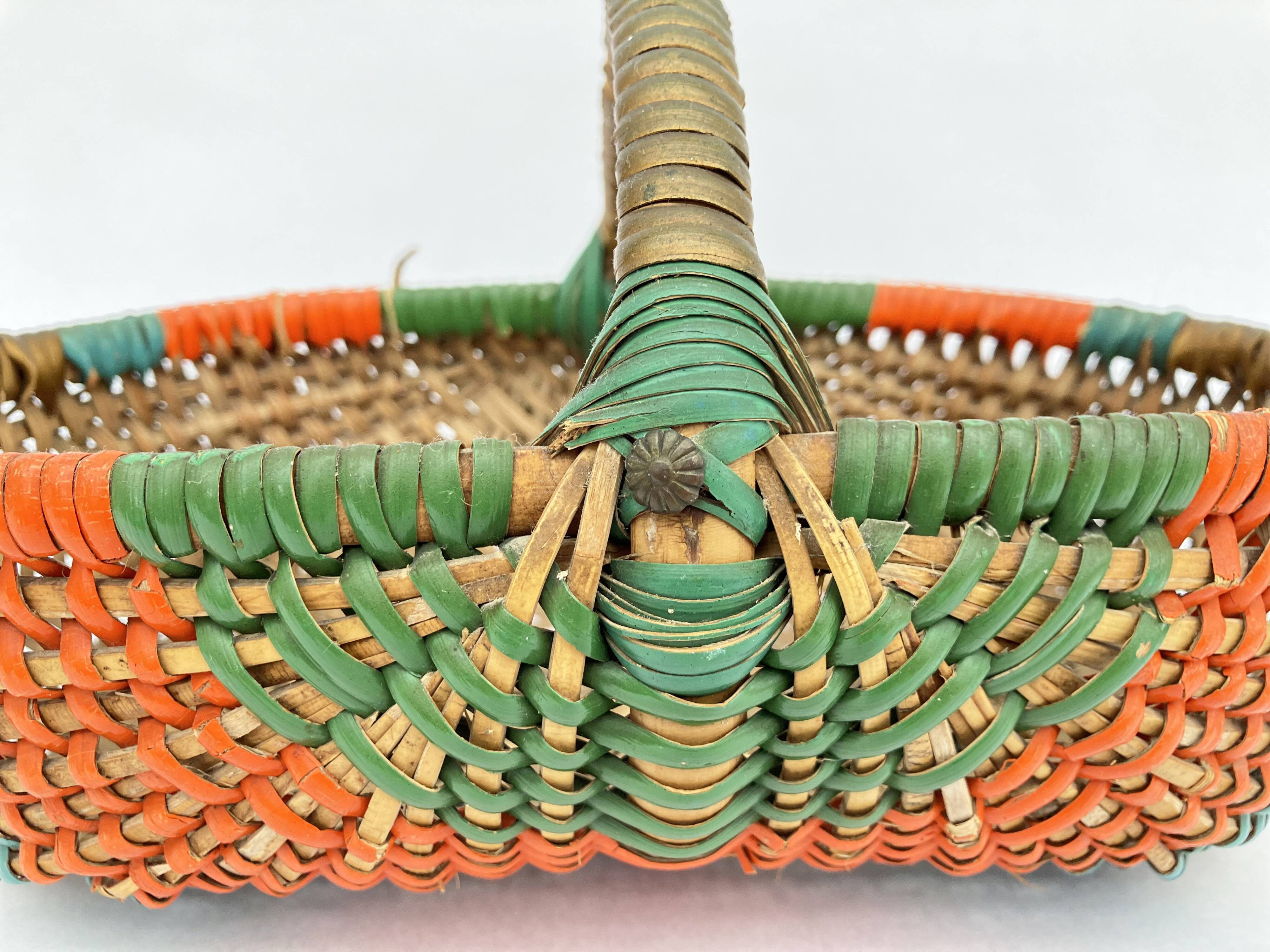 Rattan blade basket, circa 50-70