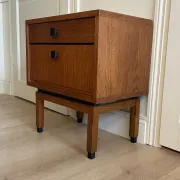 Mid-century teak bedside table, Scandinavian style, brand MDK.