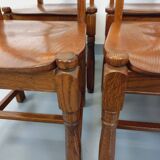 Set of 6 vintage brutalist chairs in oak wood from the 60s