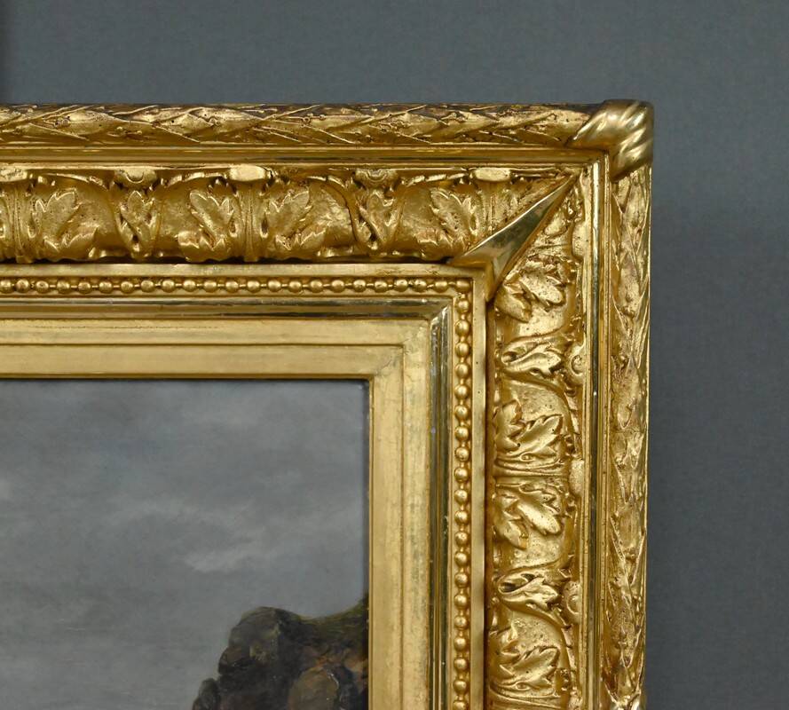 Painting "The Wild Coast of Belle-Île-en-Mer", French school of the 19th century.