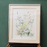 Aquarelle, bouquet de fleurs, Raymonde Carrier