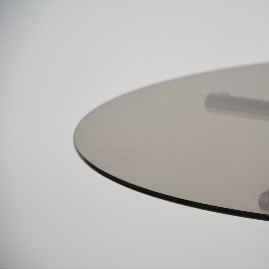 Italian Smoked Glass tubular frame round dining table 1970s
