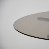 Italian Smoked Glass tubular frame round dining table 1970s