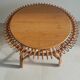Table basse soleil en rotin vintage