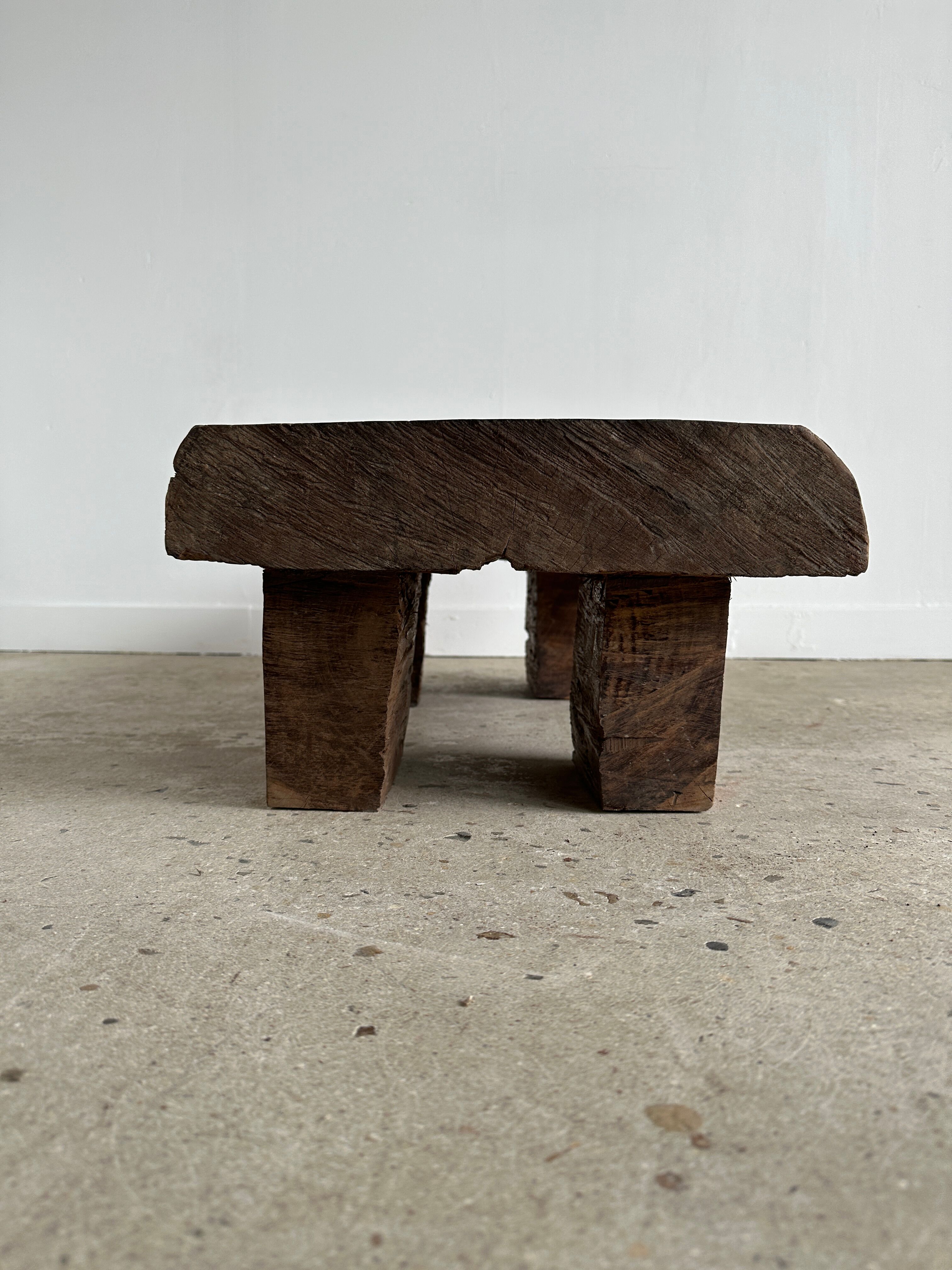Asian solid wood quadripod brutalist coffee table H30 L81 l42