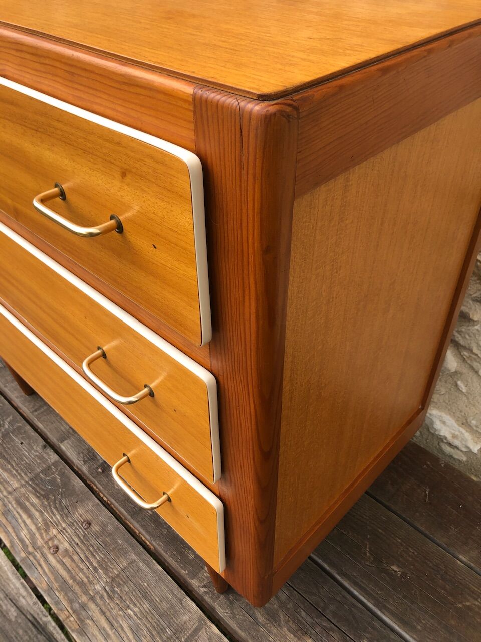 Vintage blond wood chest of drawers, circa 60s