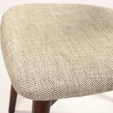 Set of 4 heritage herringbone natural linen dining chairs