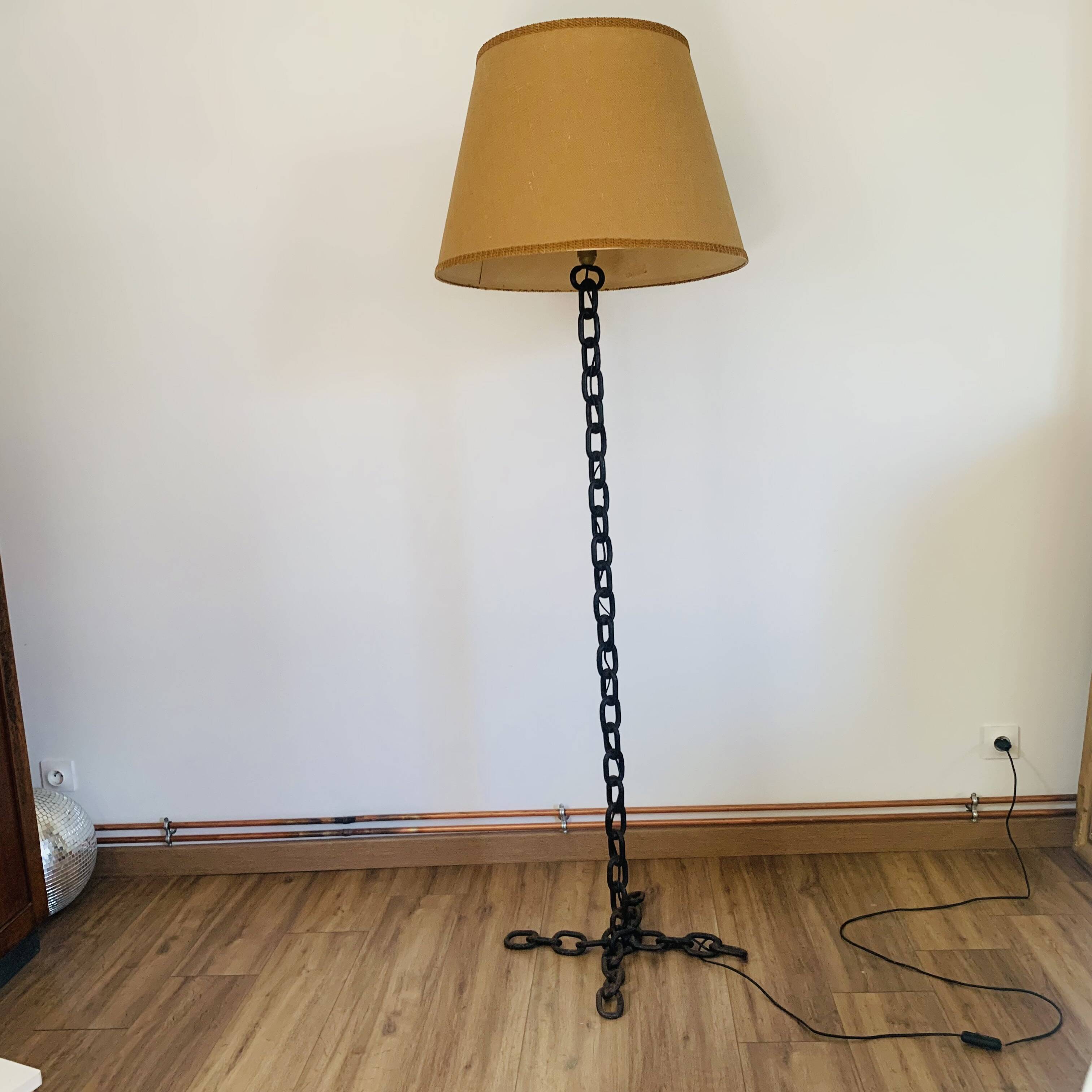 Large Brutalist Iron Floor Lamp