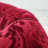 1950s, pair of two Danish lounge chairs, red cotton/wool fabric, beech wood.