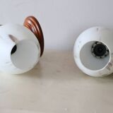 Pair of beech and opaline wall lamps, vintage