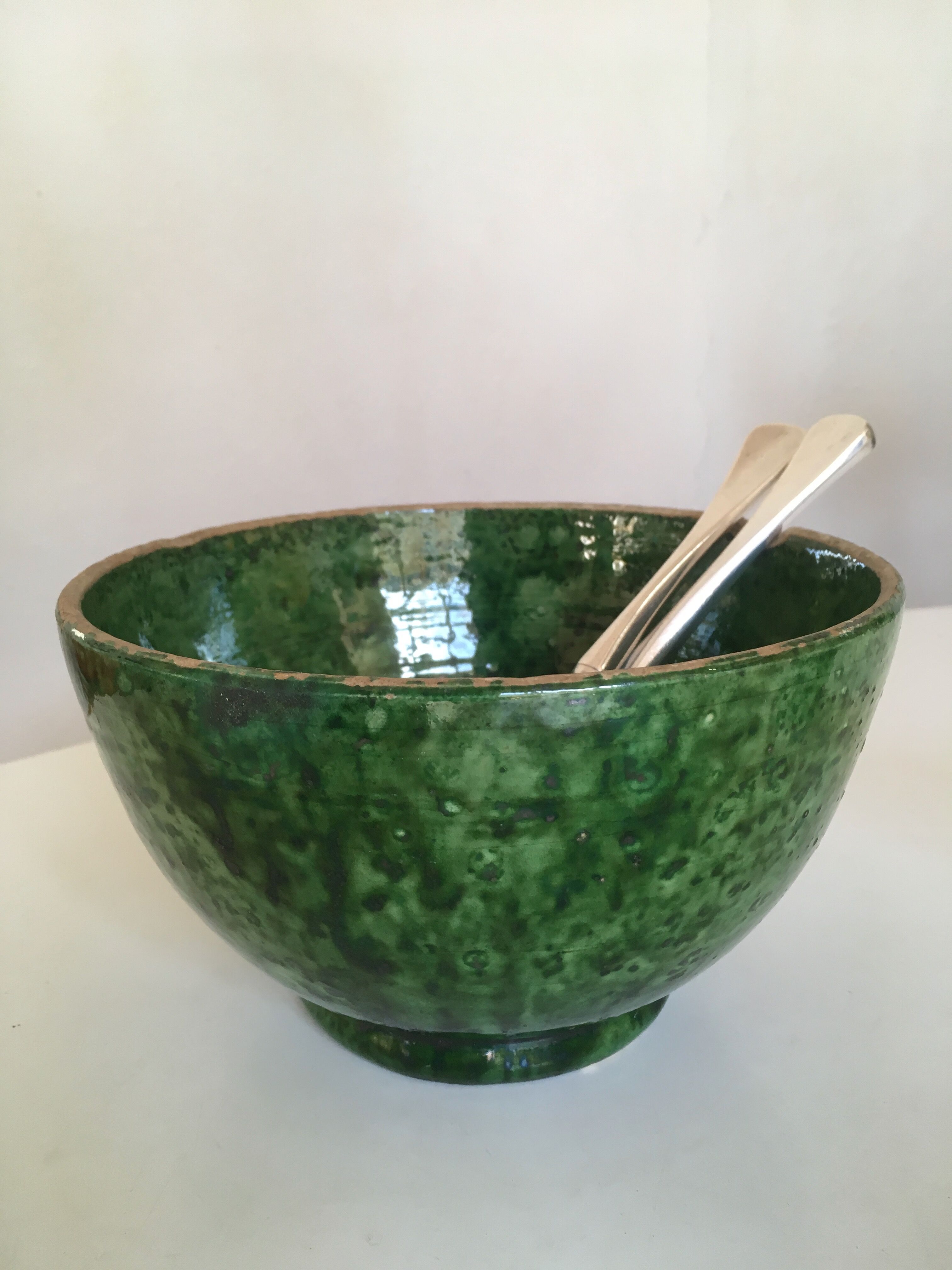 Foucard Jourdan Vallauris green glazed earth bowl 50