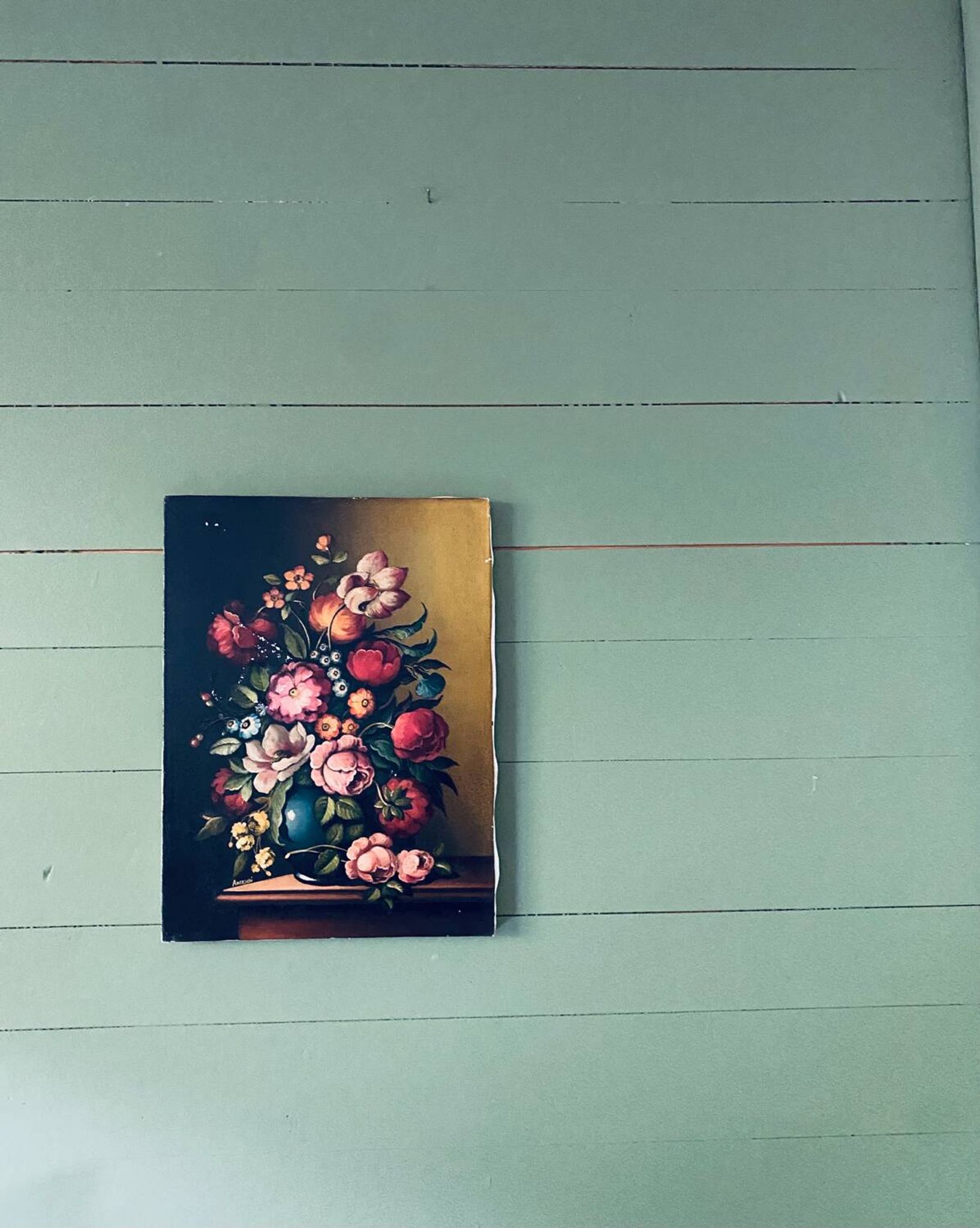 Oil on canvas bouquet of flowers signed Anceschi