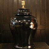 Lampe de table en céramique émaillée noire