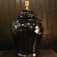 Black glazed ceramic table lamp