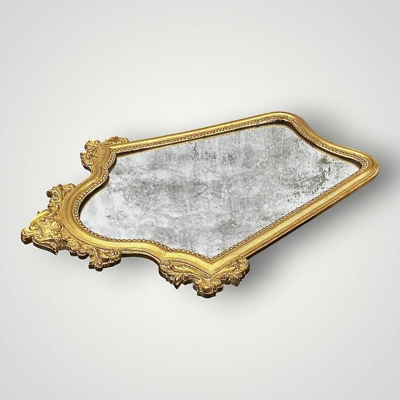 Large antique wall mirror in carved gilded wood – height: 85 cm