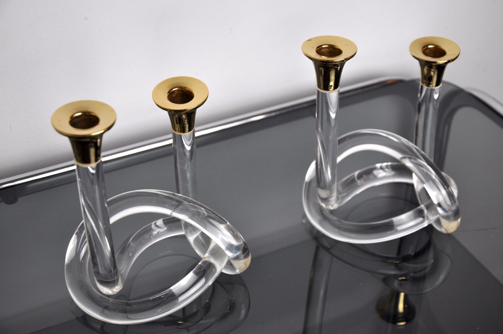 Pair of candle holders Dorothy Thorpe, lucite, 1970