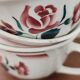 Trio of large antique chocolate cups (Fénal Badonviller – “Red Rose” decoration)