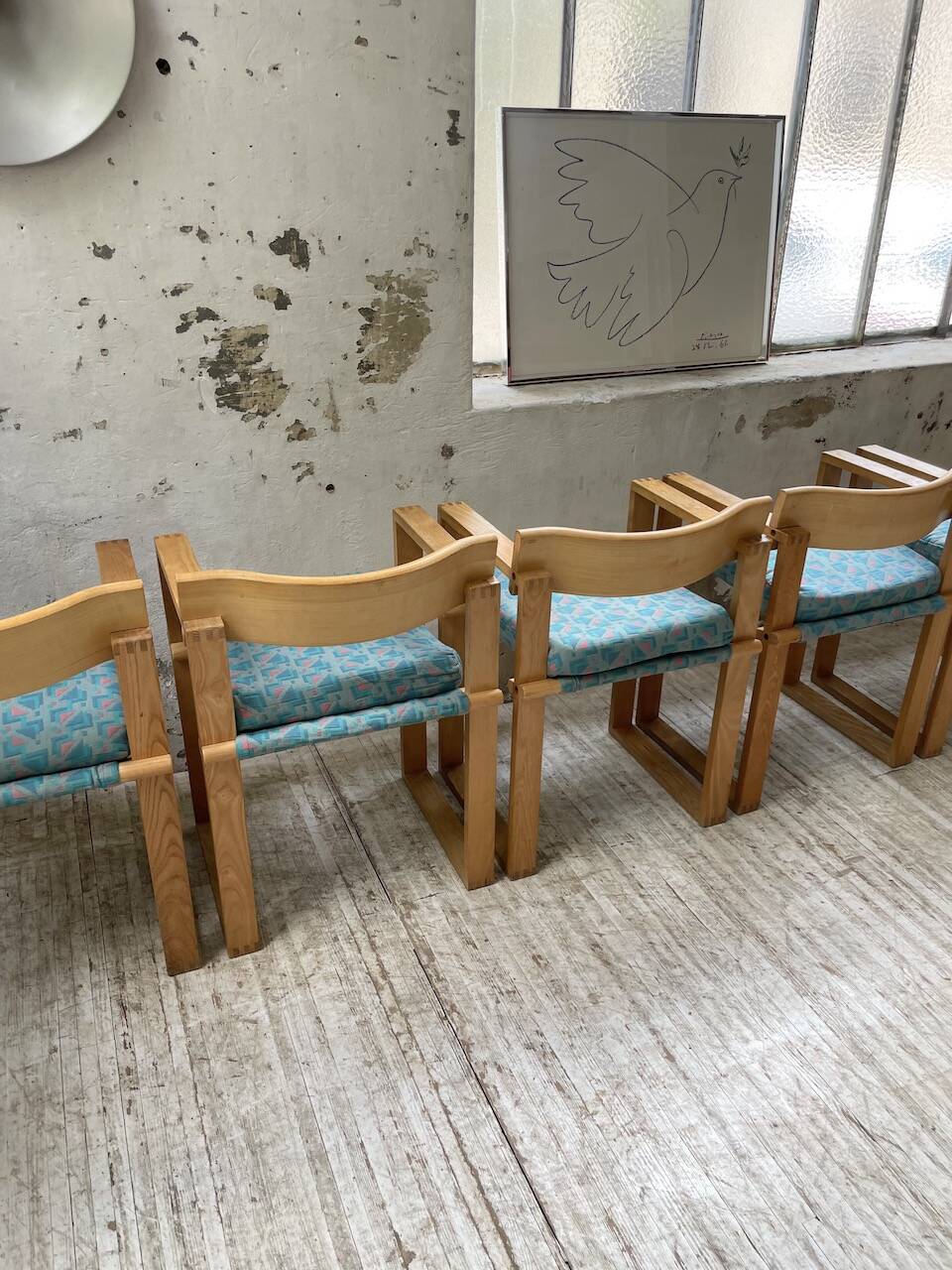 Set of 6 oak chairs with armrests Ate Van Apeldoorn