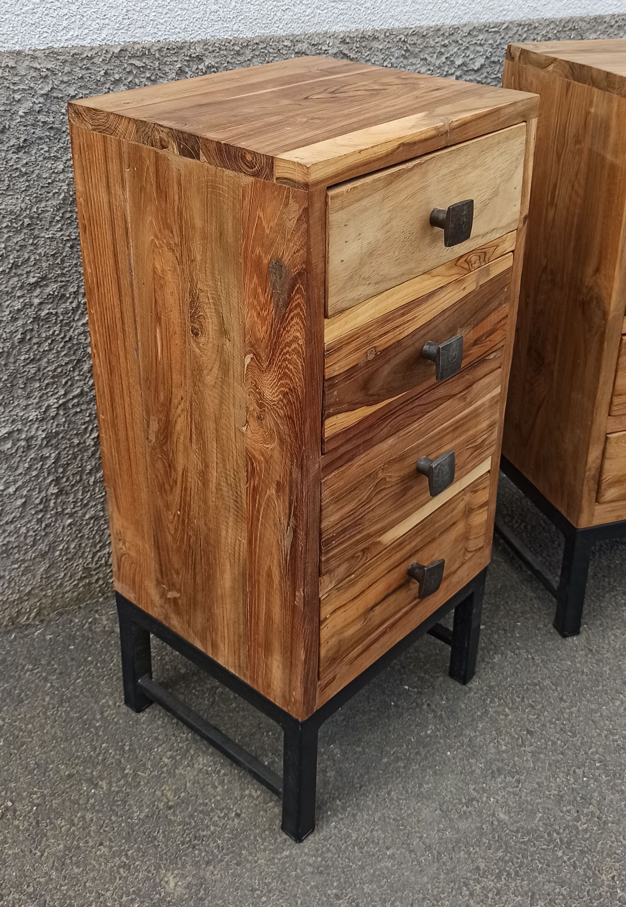 Pair of acacia bedside tables