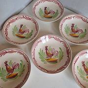 6 assiettes creuses coq Émile Tessier Malicorne