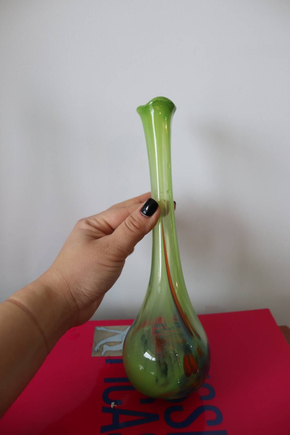 Vintage multicolor Murano arlecchino glass vase