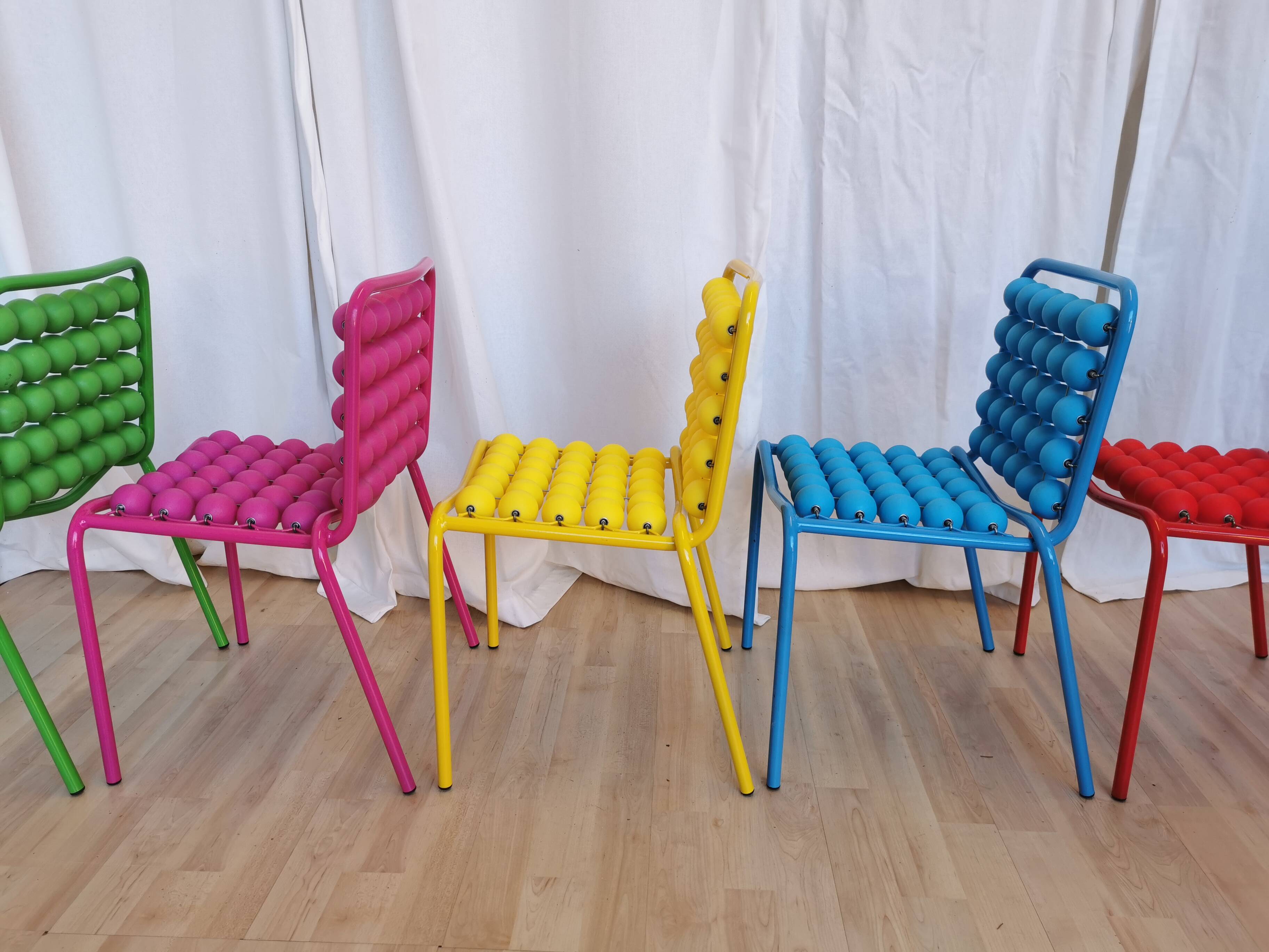 Lot de 5 chaises vintage Pop Art pour enfants : SLOG Croatie, années 1980
