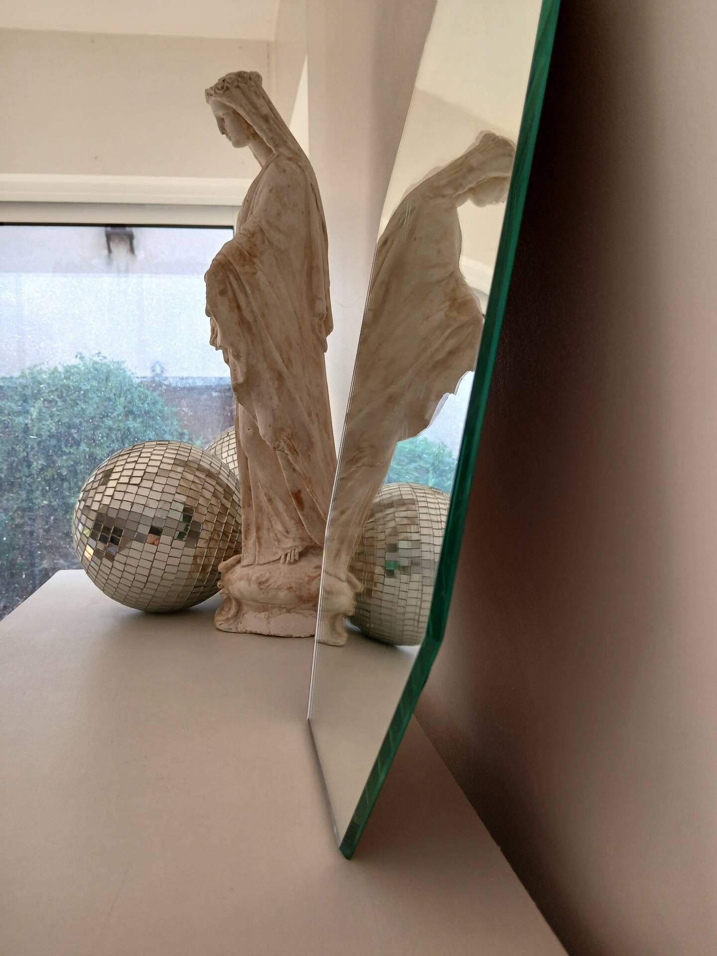 Antique hexagonal mirror