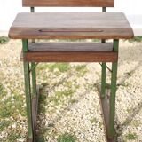 Vintage desk, wooden and metal children's desk, school desk