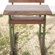 Vintage desk, wooden and metal children's desk, school desk