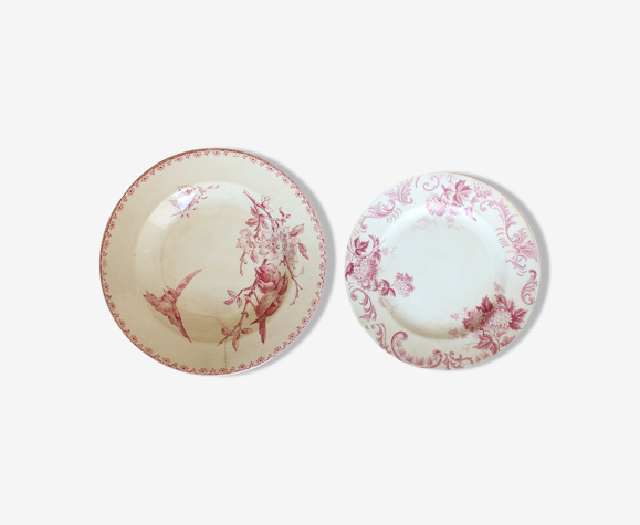 Ensemble de 2 anciennes assiettes françaises, Sarreguemines, en porcelaine  opaque | Selency