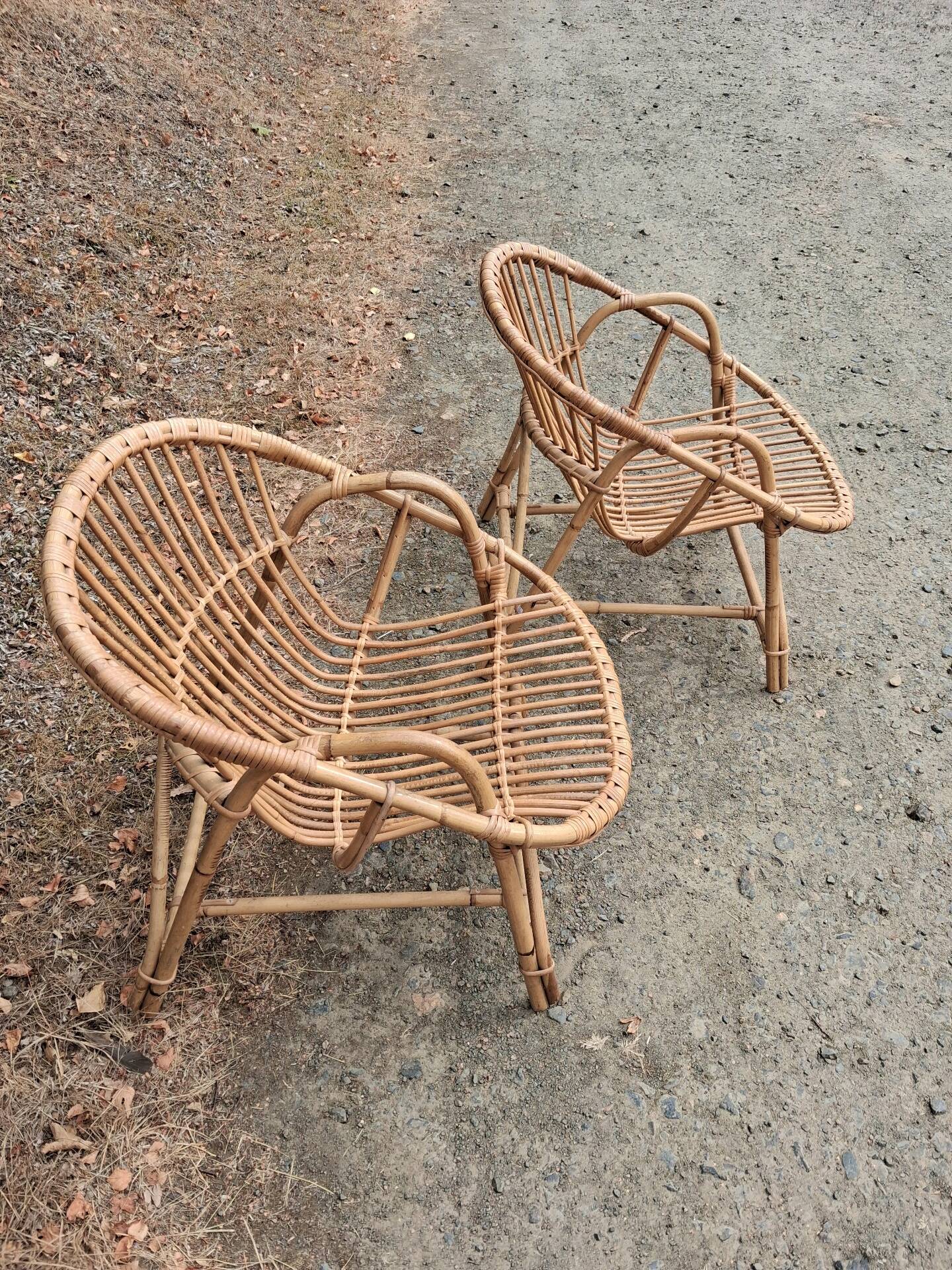 Pair of rattan armchairs 1960