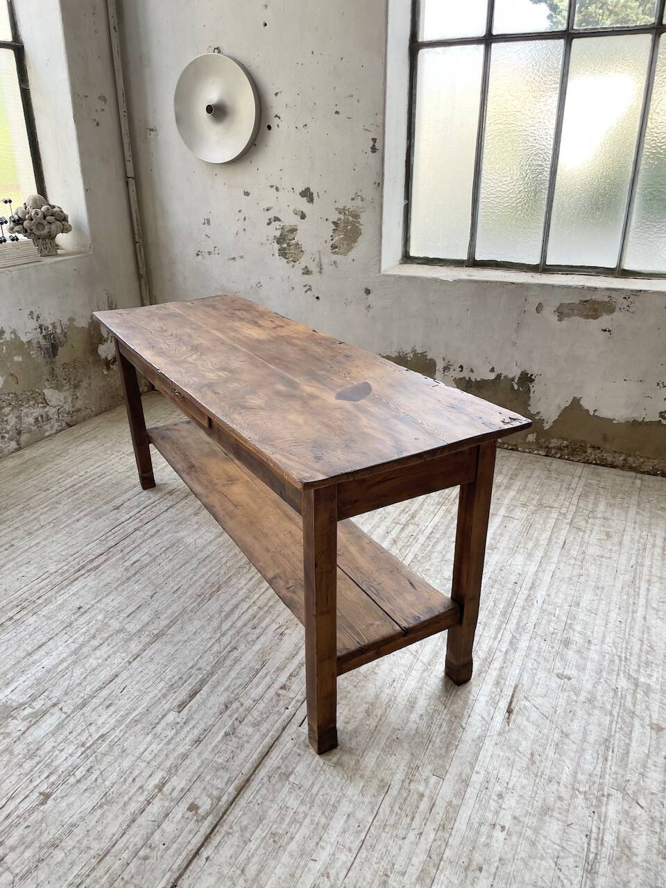 Drapery console table in pine