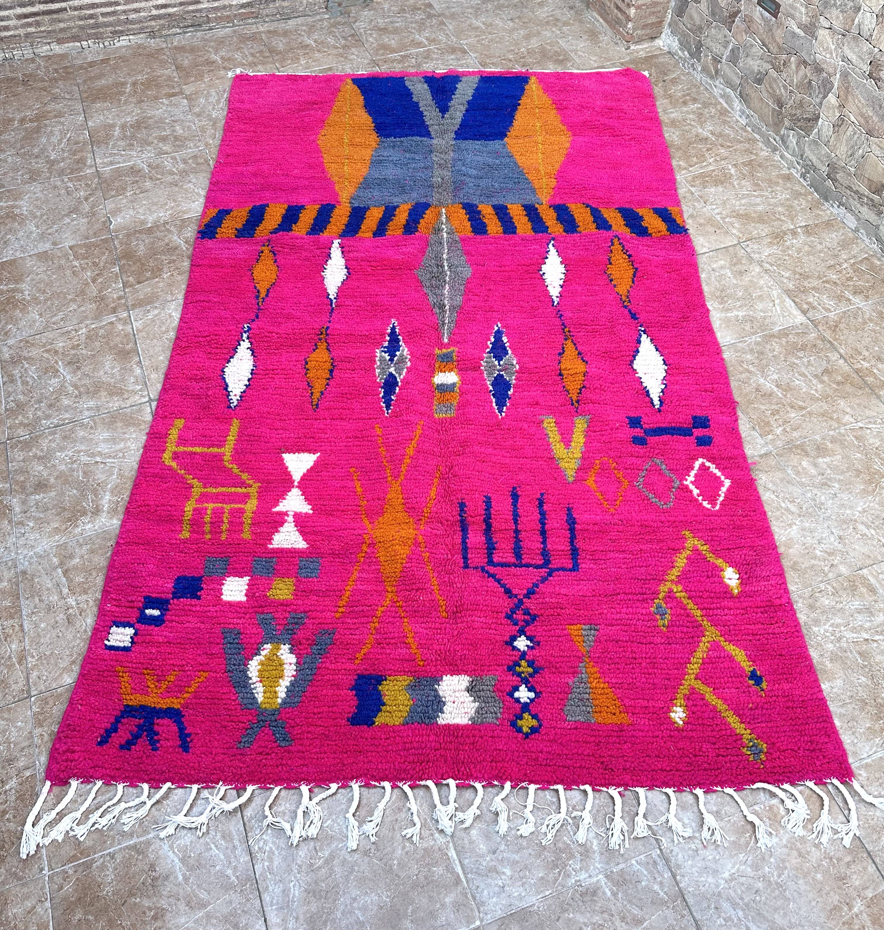 Authentic Moroccan Berber rug, Azilal, new and colorful, 256x150cm