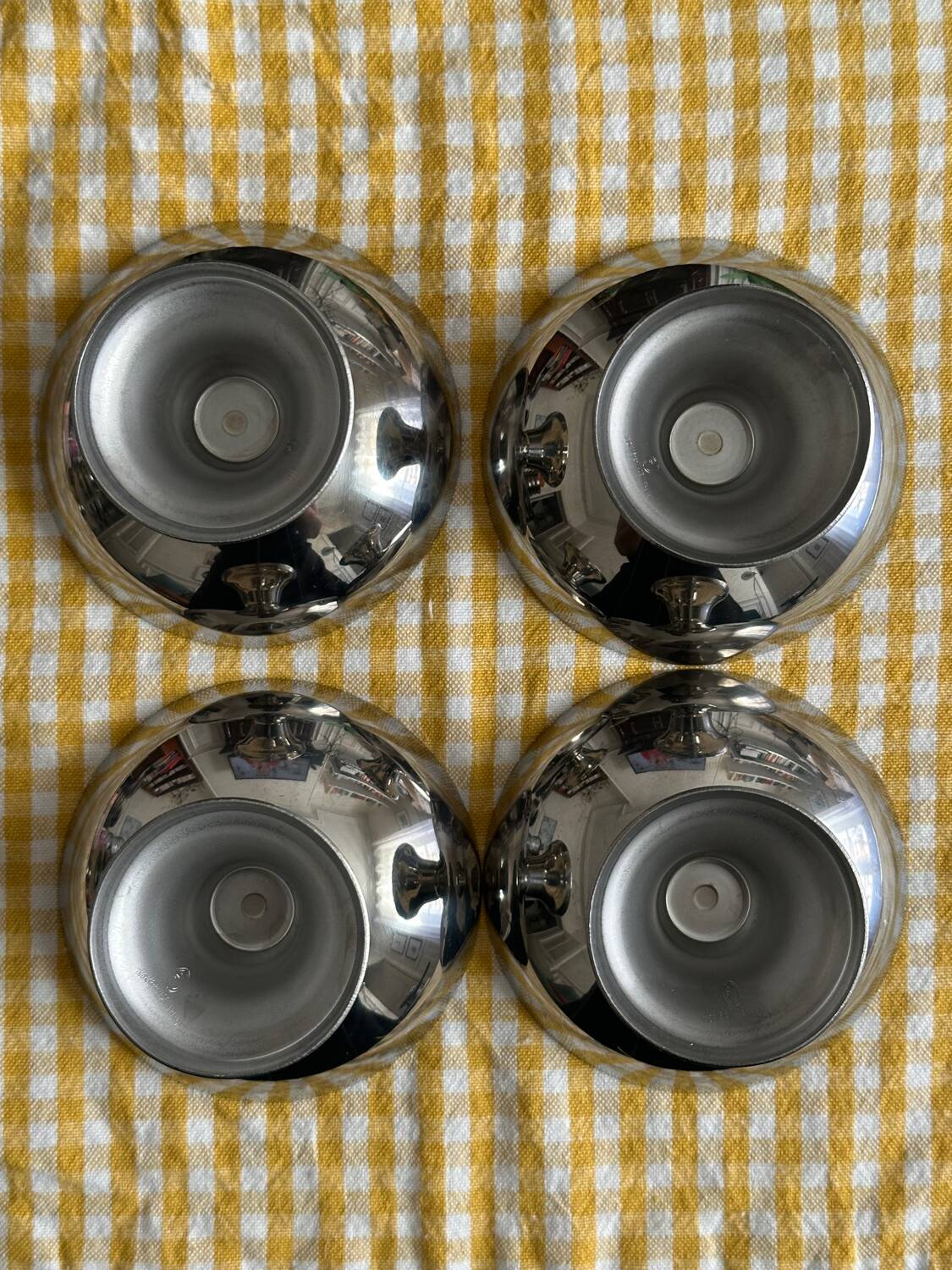 Vintage stainless steel ice cream cups