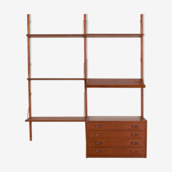 Teak wall unit with a desk and chest of drawers, Denmark 1960s