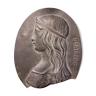 Portrait medallion bas-relief Beatrice in bronze