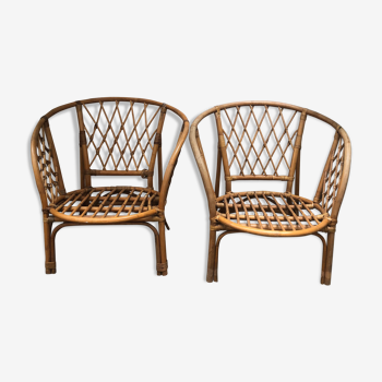 Pair rattan armchairs from the 70s