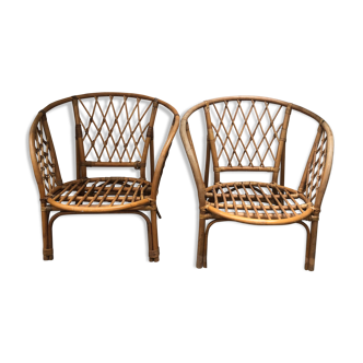 Pair rattan armchairs from the 70s