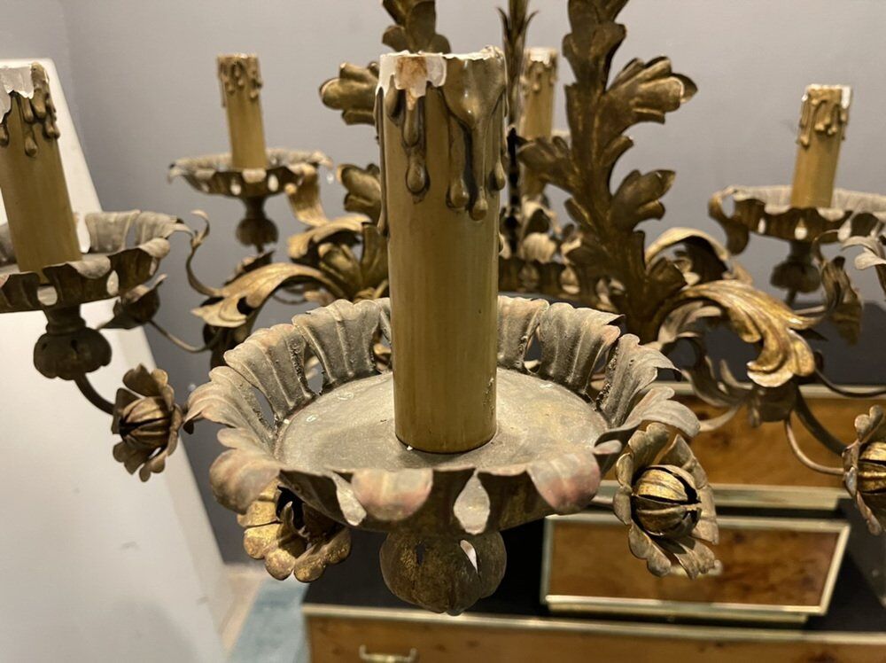 Italian tole chandelier, 1940s