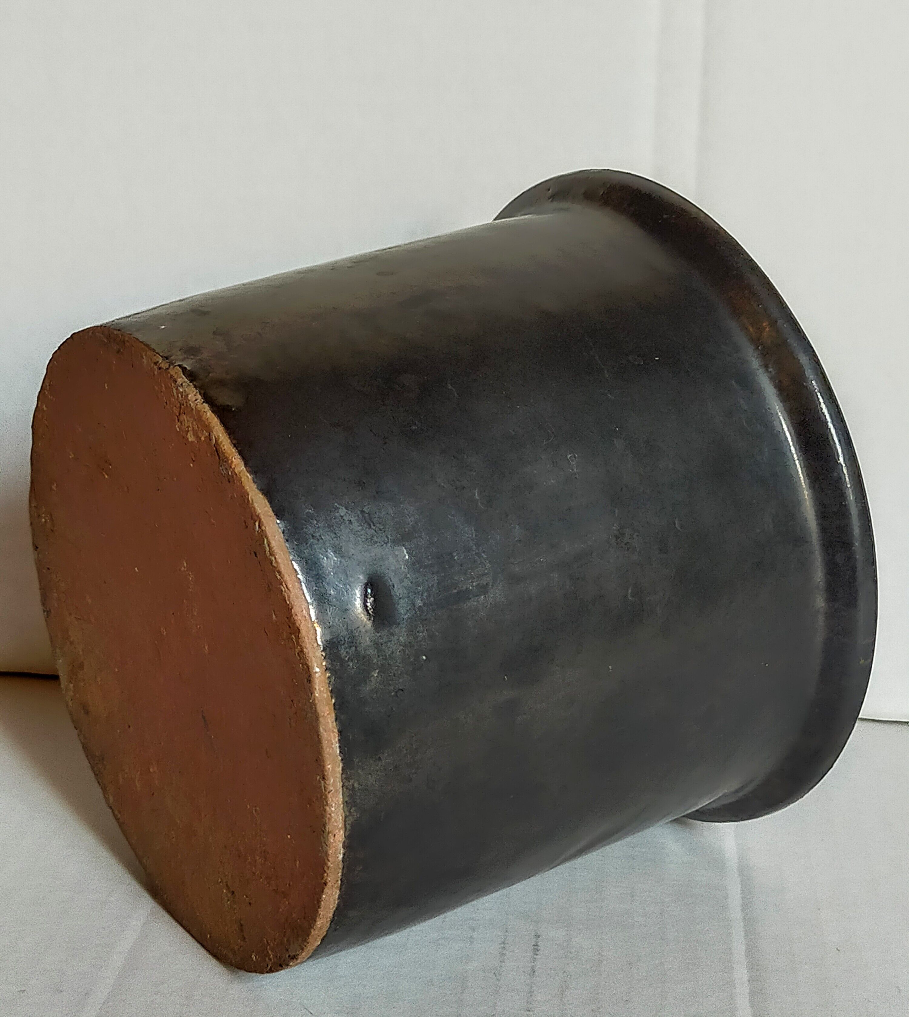 Vintage black glazed earthenware pot