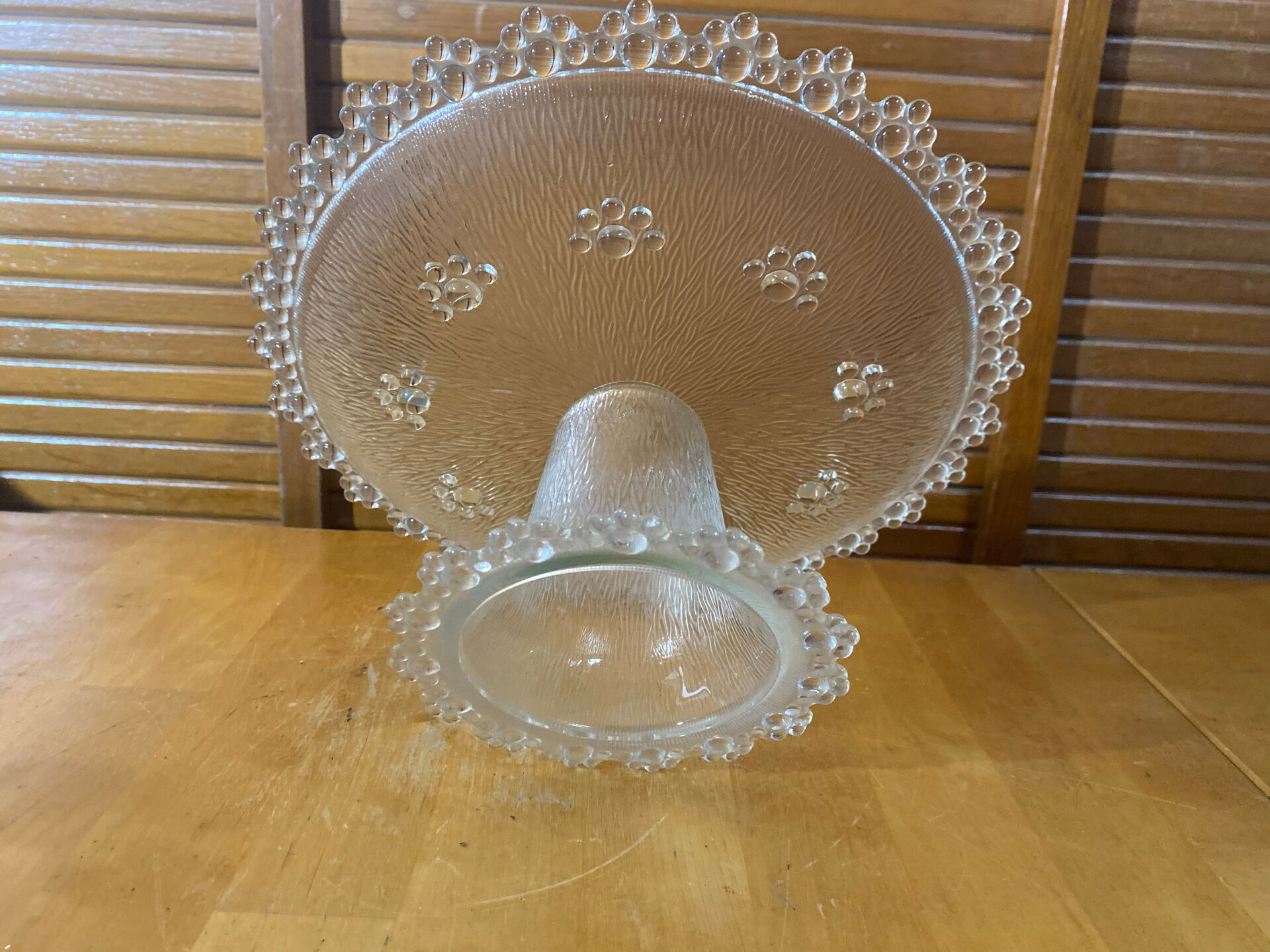 Masserini barocco cake dish cut glass moulded bead row vintage