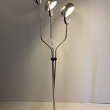 Vintage chromed floor lamp with three adjustable lights spots, Reggiani 1960s