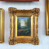 Old painting - Forest with a golden frame