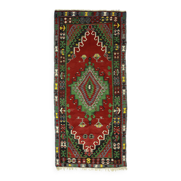 Grand Kilim Turc Yoruk Vintage 158x342 cm Geometrique Tisse Main