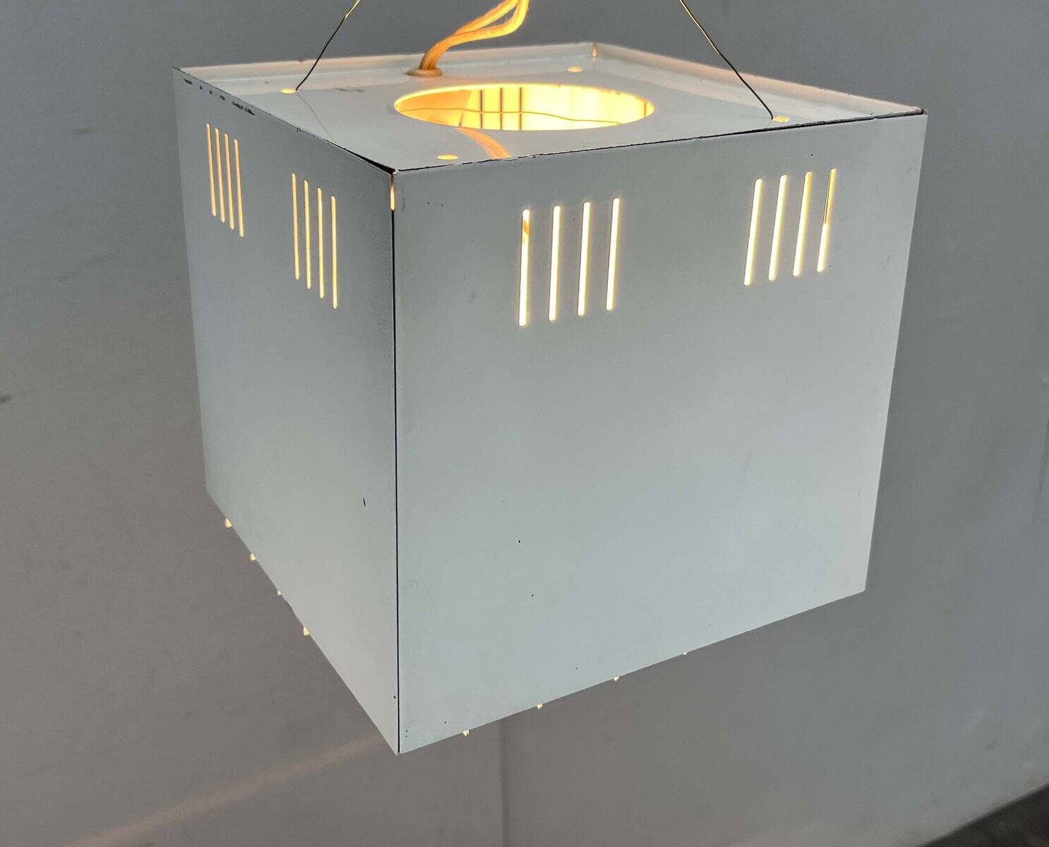 Modern minimalist cube ceiling light from the mid-century, Finland, 1960s.