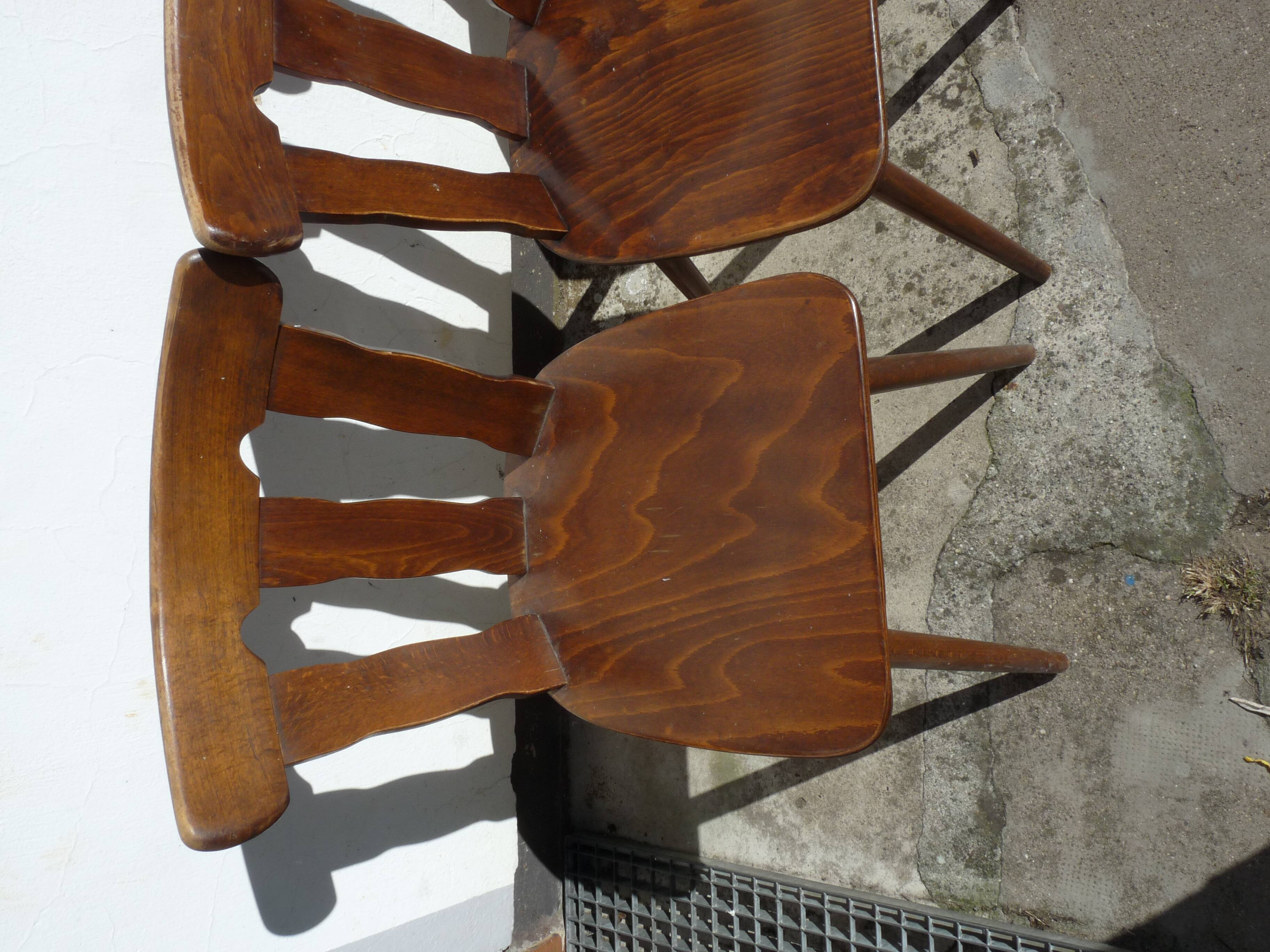 Lot of 4 wooden bistro chairs - 70s 80s 90s