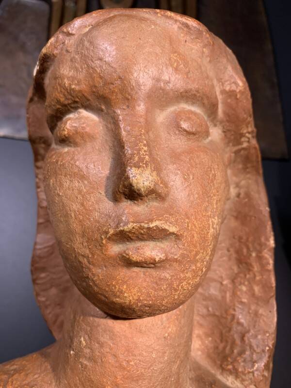 Art Deco Expressionist Sculpture "Nude Female Bust" unique piece 1940