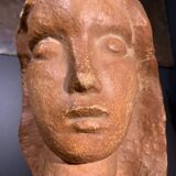 Art Deco Expressionist Sculpture "Nude Female Bust" unique piece 1940