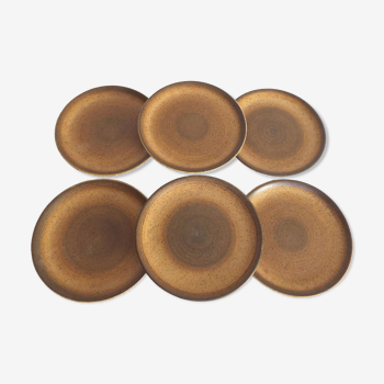 6 Longchamp stoneware dessert plates