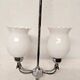 Vintage opaline lampshade chrome duck 2-arm chandelier